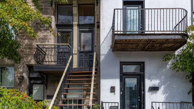 A victorian Montreal apartment building facade Canada